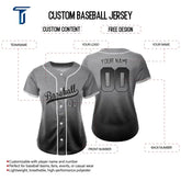 Custom Grey Black Gradient Button Down Baseball Jersey for Women